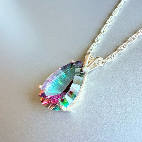 Aurora Borealis Northern Lights Mystic Topaz Pendant in Sterling Silver … - Picture 3 of 7